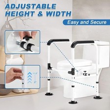 Homguava Toilet Safety Rails Adjustable Height Bathroom Toilet Safety Black