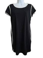 BANANA REPUBLIC Short Little Black Dress with White Edge Sz Medium M