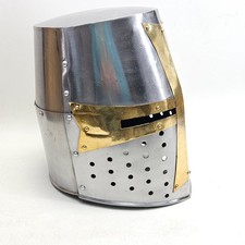 Crusader Helmet Medieval Great Knight Templar w/ Brass Cross LARP ARMOUR 3.5lb
