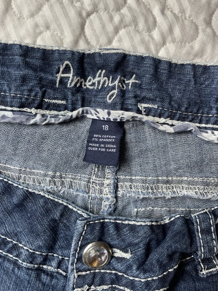 Amethyst Jeans Women’s Bermuda Shorts Size 18 Plus Dis Cuffed Blue Denim Stretch - Image 4 of 4