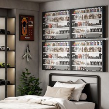5-Tier Display Cabinet, Wall-Mounted Display Case with 2 Glass Doors