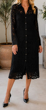 Modd Cloth Shirt Dress Black Lace Lined Evening Whimsigoth Textured Chic Large