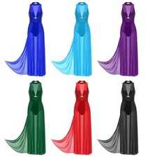 Women Dancewear Long Flowy Costume Buttons Dress Training Lyrical Photography