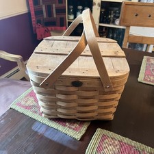 Peterboro Basket Company 13” X 8” Square Pie Basket With Handles & Hinged Lid
