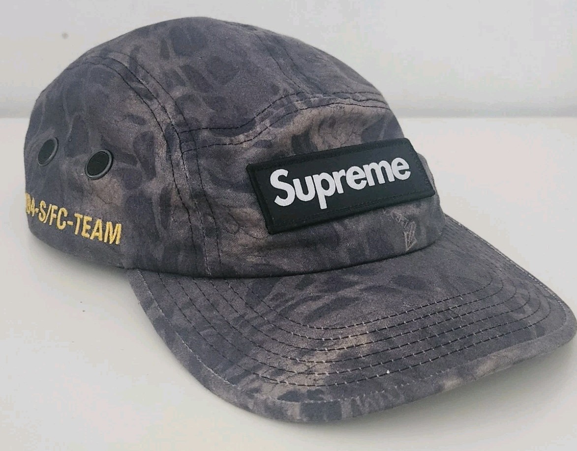 SS22 Supreme Military Camp Cap Hat Box logo Black Prym1 Camo | eBay