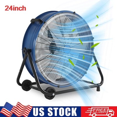 24'' 8800CFM High Velocity Tilt Drum Fan 3 Speed for Industrial Floor Fan 360°