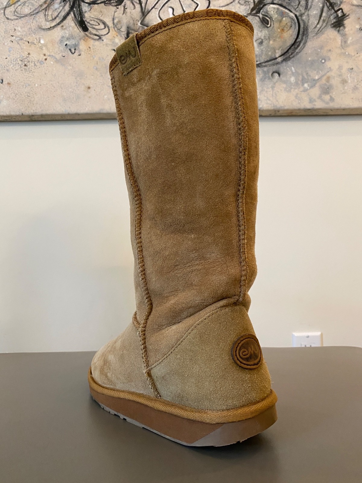 EMU Australia Shearling Lined Mid Calf Boots Size 7  Brown Sheepskin Suede Boots