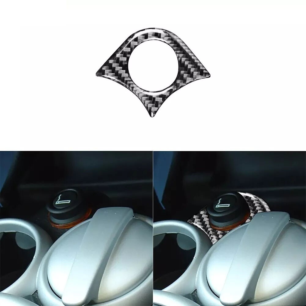 Central Cigarette Lighter Cover Carbon Fiber Decal For Mini Cooper R50 R53 05-06