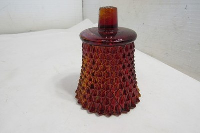 Vintage Red Amber Diamond Cut Glass Votive Cup Candle Holder Sconce 3.5 ''x 2.5''