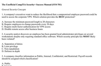 CompTIA Security+ Practice Test, 100 Questions plus 20 Question Final Exam