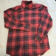 ORVIS Men's Red Black Plaid Flannel Long Sleeve Button Up Shirt Size Medium0583