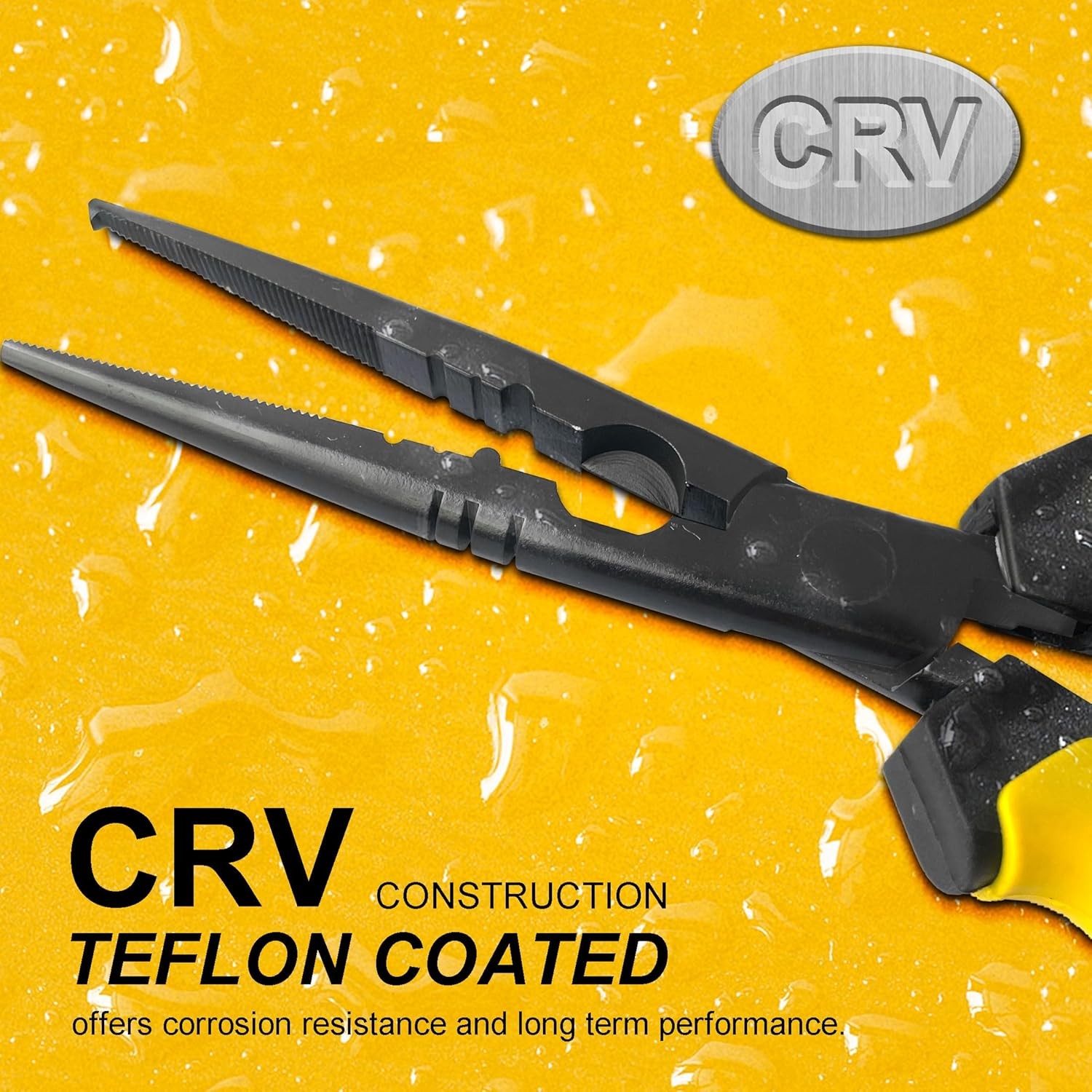 Hanpex-9 inch Fishing Pliers with 9" Split Ring Nose, Black and Yellow 