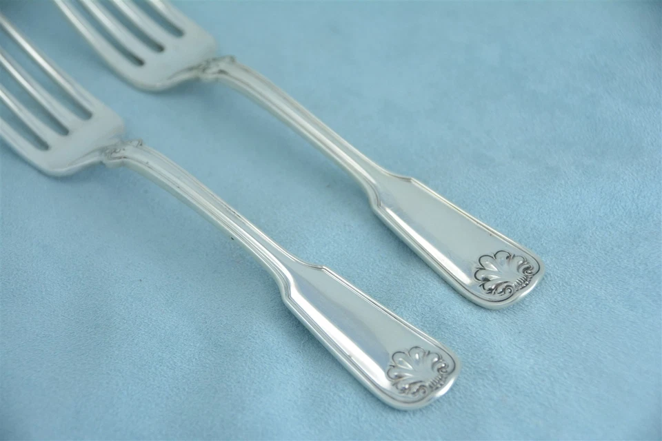 2 Tiffany & Co. Shell &Thread Sterling 6-3/4" Luncheon Dinner Fork No Mono - Image 4 of 4