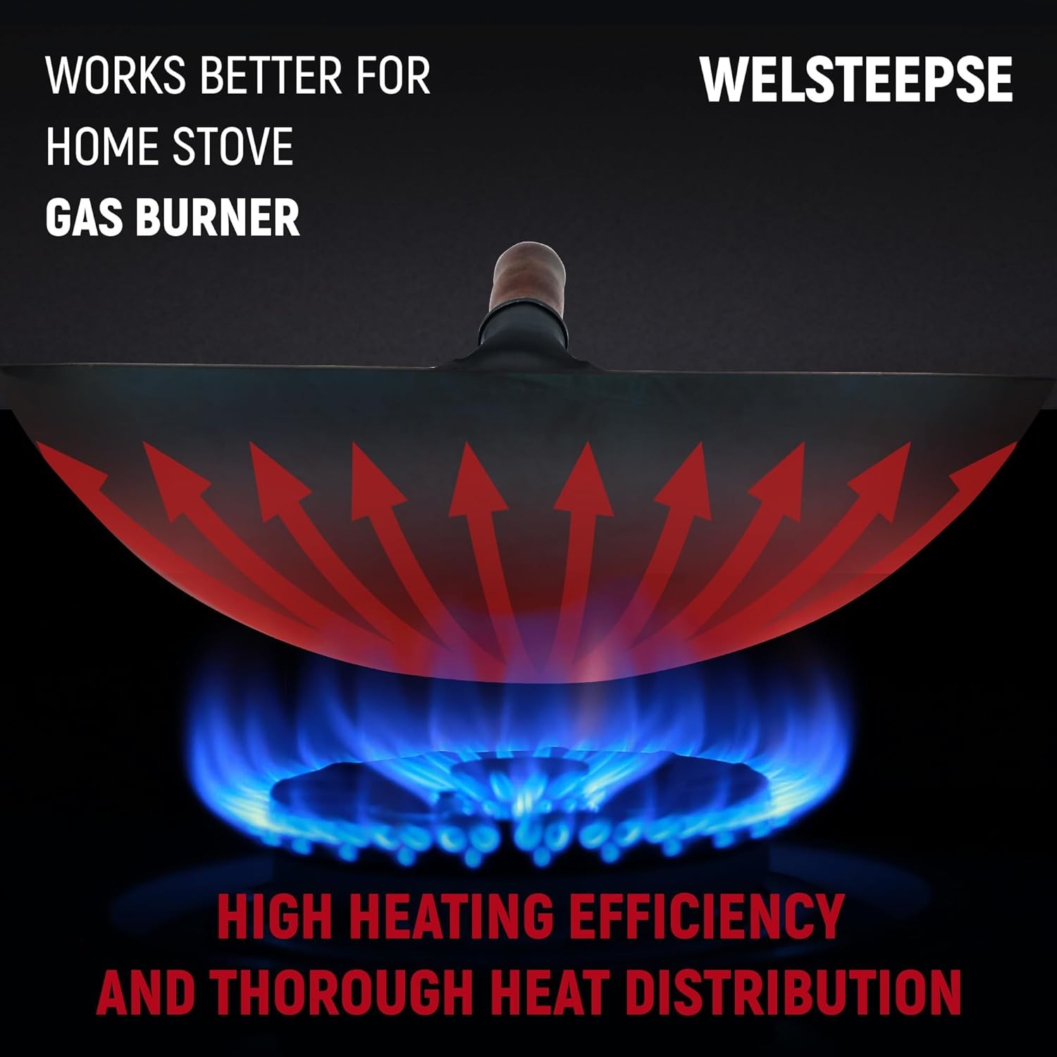 Carbon Steel Wok Traditional Hand Hammered Wok,14 Inch,Round Roasted Blue