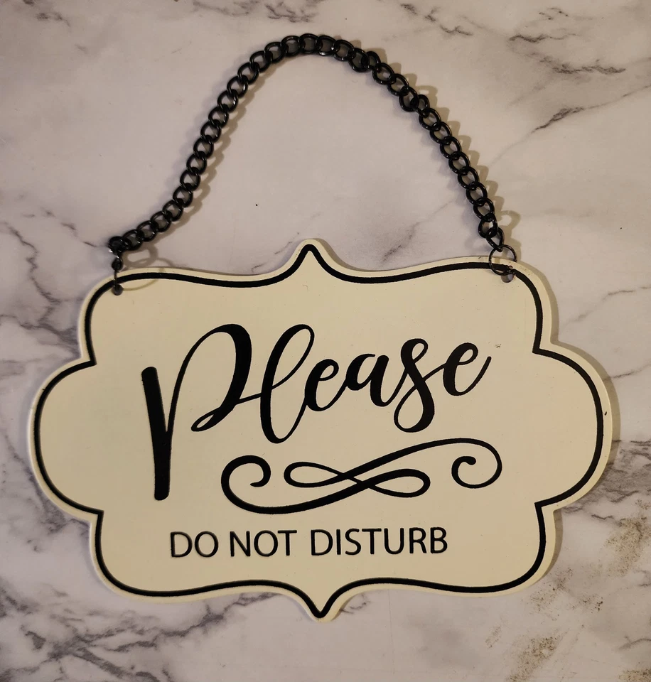 Percha de puerta de metal, reversible "Sé nuestro invitado/por favor no molestar" Foto 2 de 2