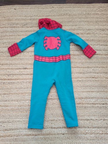 MARVEL SPIDER MAN Boys Hooded Union Suit Pajamas Toddler Size 4 - Picture 3 of 4