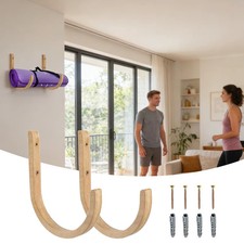 Wooden Yoga Mat Storage Rack Holder 2 Pieces Exercise