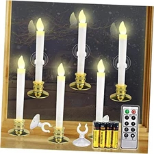 6 Set Christmas Window Candles Lights with Timer Battery Operated Electric LED 