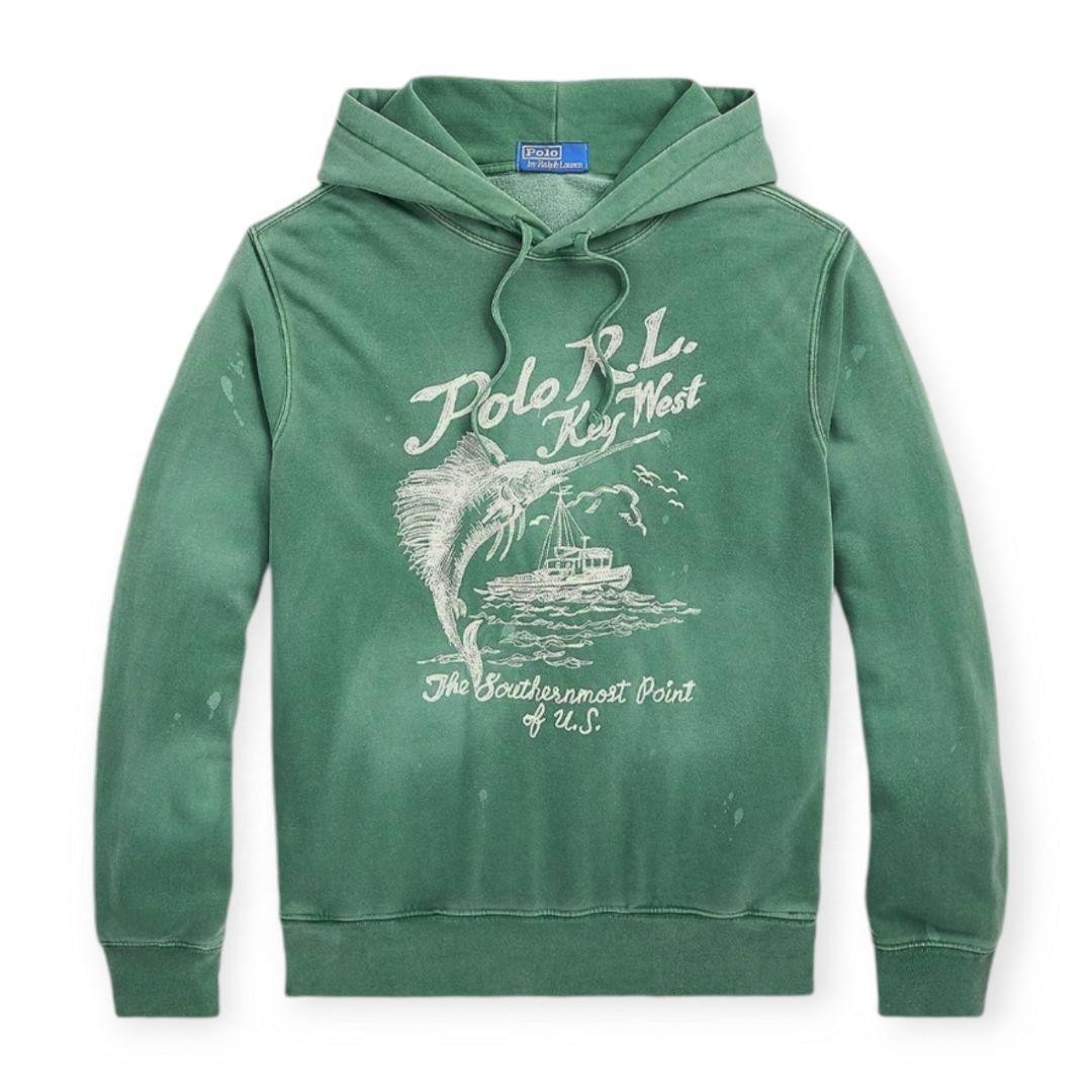 Polo Ralph Lauren Key West Fishing Hoodie Green US S Vintage Wash New
