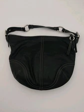 Coach Y2K Mini Soho Hobo Soho Large Shoulder Bag Black Leather Purse #9541
