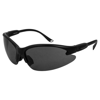 Global Vision Contender Safety Glasses Black Frame Smoke Lens ANSI Z87.1+