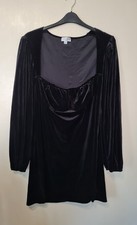 In The Style Black Velvet Long  Sleeved Dress Size 24