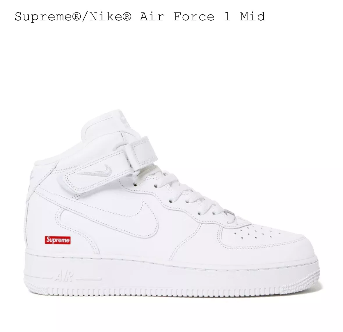 Supreme® x Nike® Air Force 1 blanc moyen neuf   taille 9,5   FZ8784 100   FW24
