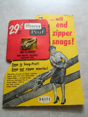 Vintage Dritz Snag Pruf Zipper Repair Kit - 1957 Size No. 5 (Unopened)