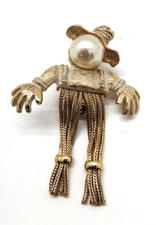 Vintage Signed EmJ Early Emmons Scarecrow Pin Halloween Fall!