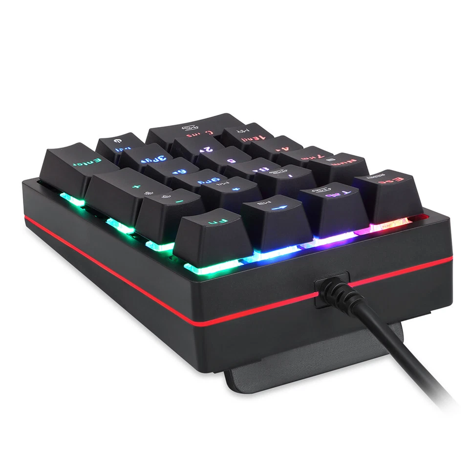 Numeric Mechanical Keyboard 21 Keys USB Wired W/ RGB Backlit OUTEMU Blue Switch - Image 2 of 4