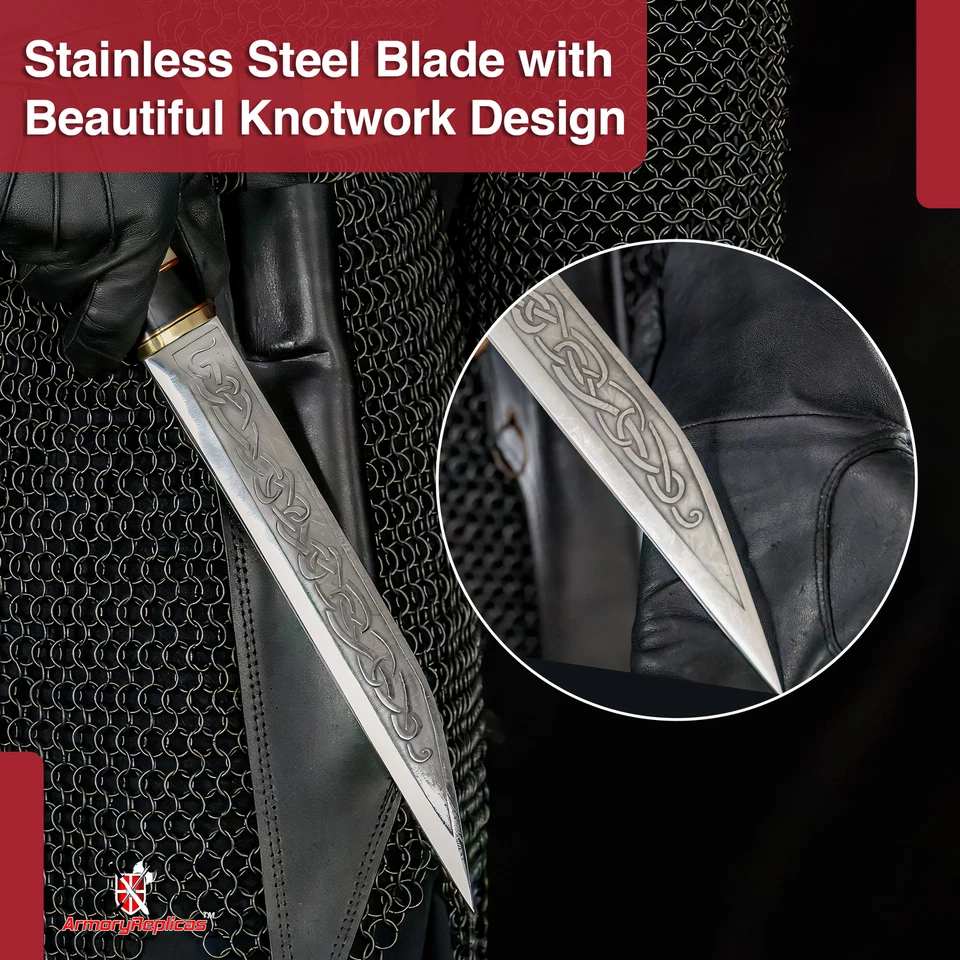 Cuchillo Viking Seax 10" hoja de acero inoxidable mango de hueso de camello con funda de cuero Foto 4 de 4