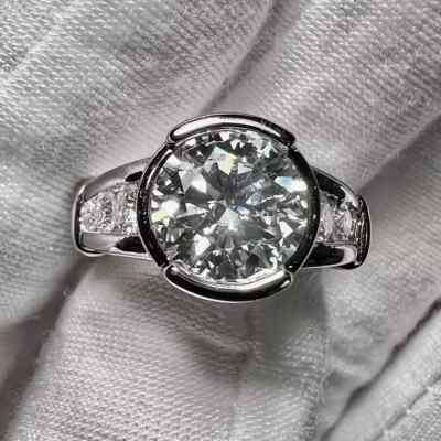3.00 Ct Round Cut Moissanite Wedding Engagement Ring 14k White Gold ...