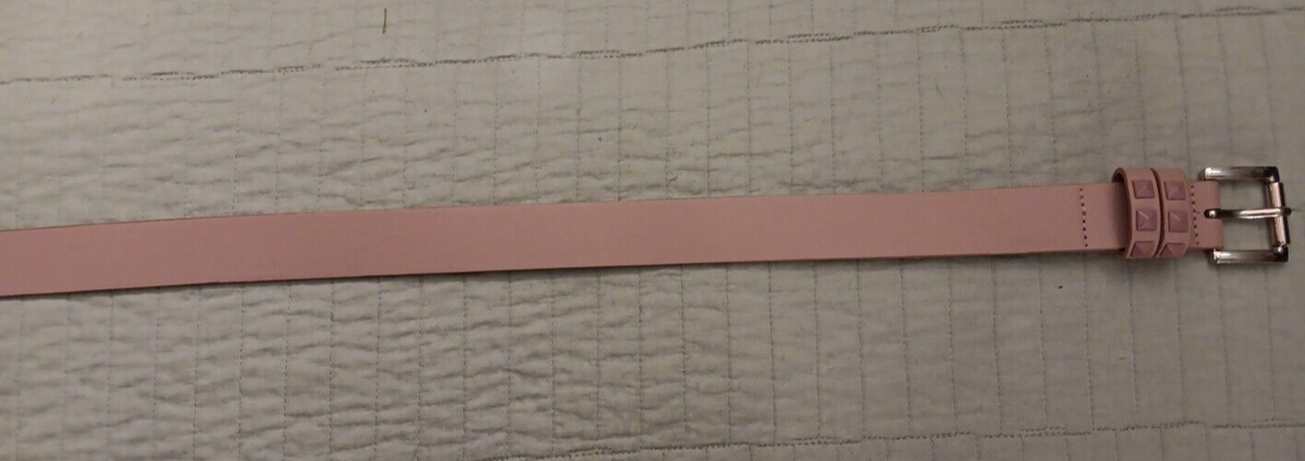 $38 NEW Steve Madden • Nude Neutral Blush Pink Perforated Faux Leather Belt STUDDED Wide Waist Brown Women main image 4