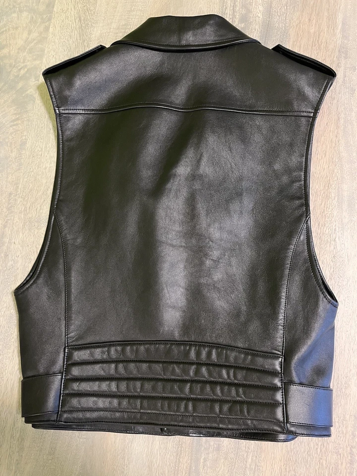 Moschino Jeremy Scott Chaleco de Cuero Motociclista Sin Mangas Talla 50 EU Nuevo 40 EE. UU. MEDIANO Foto 3 de 3