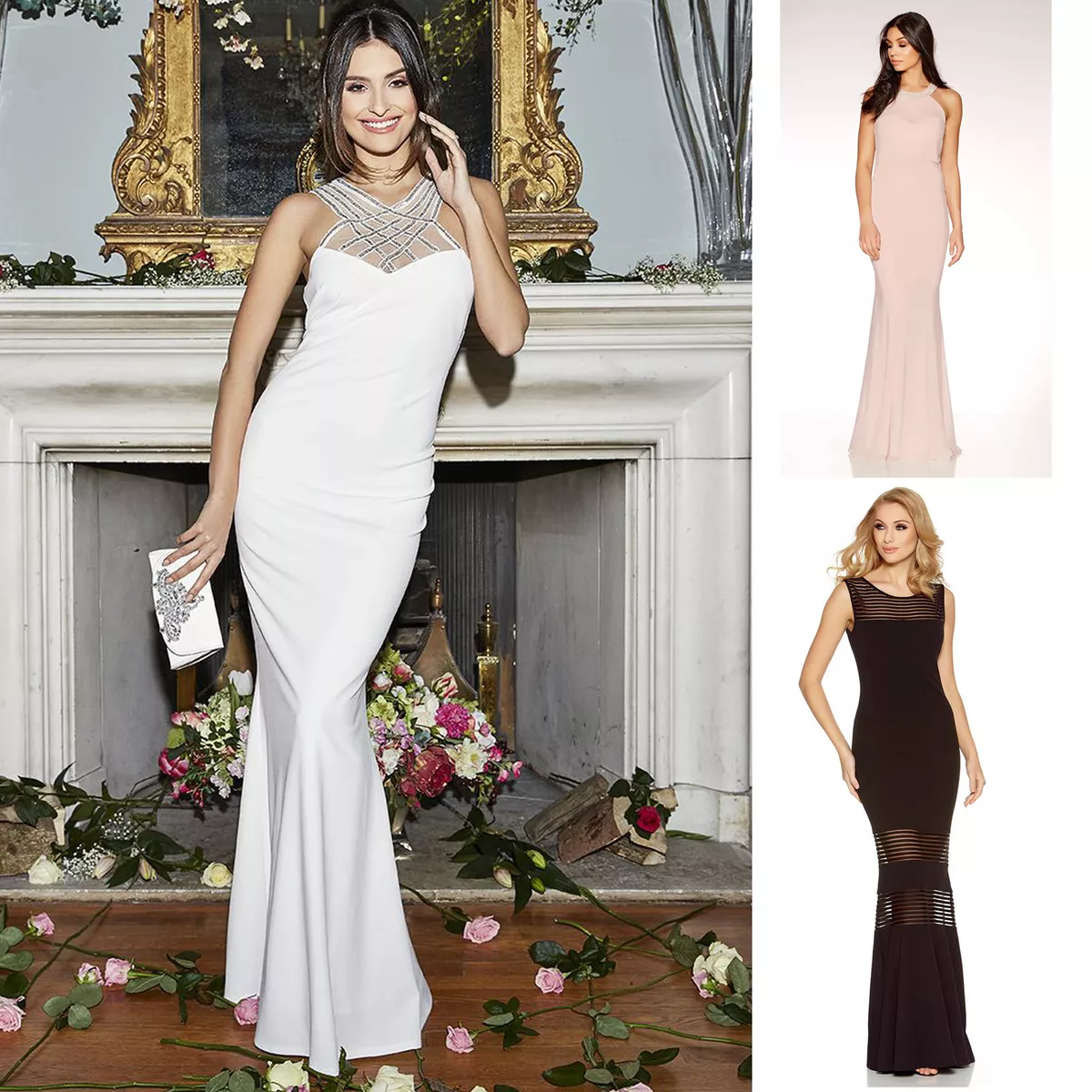 New Ladies Quiz Wedding Evening Party Embellished Fishtail
