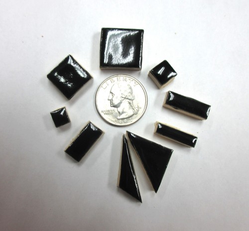 180+ Black Ceramic Mosaic Tiles, Handmade Craft Tiles, Mosaic Pieces Bulk - Picture 5 of 6