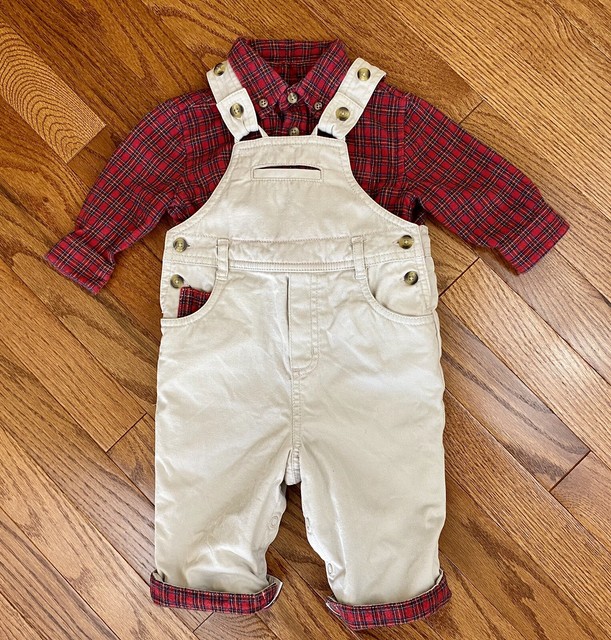 Talbots Kids Baby Boys 6 Months Flannel Button Down Shirt And Khaki