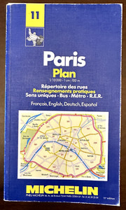 Lot of 2 Paris Street Map Atlases: Michelin #11, 1987; Hachette 3D, 1992