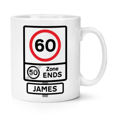 Personalisierte 60 Geschwindigkeitsbegrenzung Zone 60. Geburtstag 10oz Tasse Tasse Papa Oldi Großvater