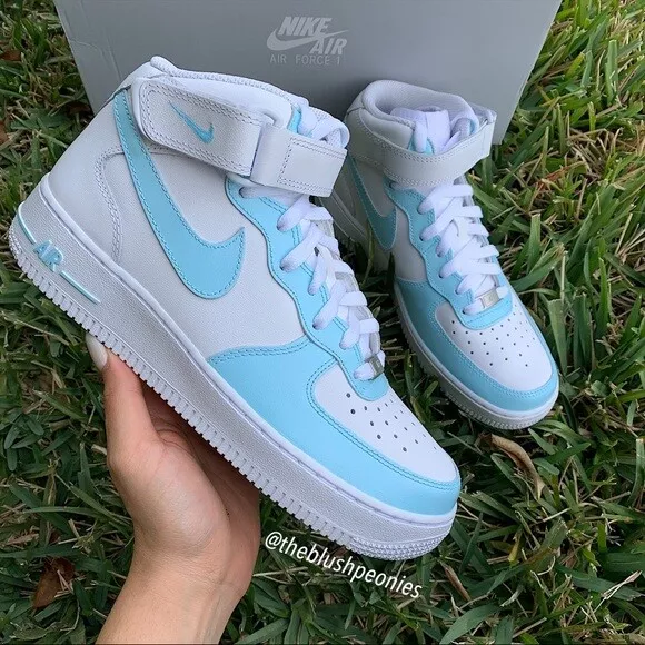 Nike Air Force 1 Mid Light Blue AF1 Custom Unisex Sneakers for Men &  Women