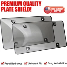 2PCS Clear Tinted License Plate Cover Shield Unbreakable Fits 6x12 US Plates