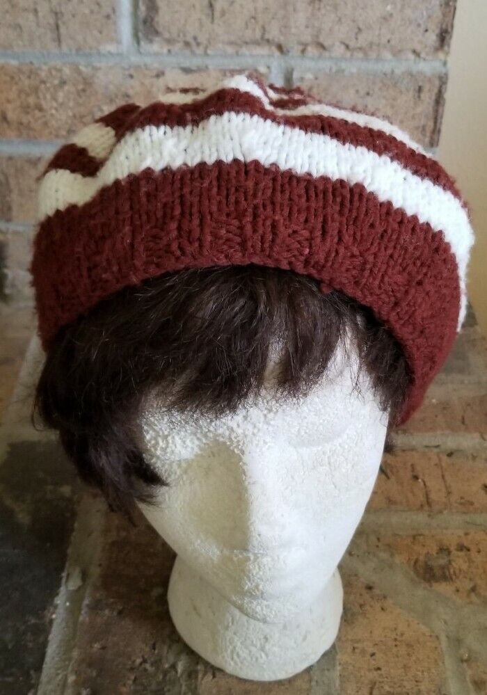 Vintage NEW 1970s Brown/white Knit Beret - image 6