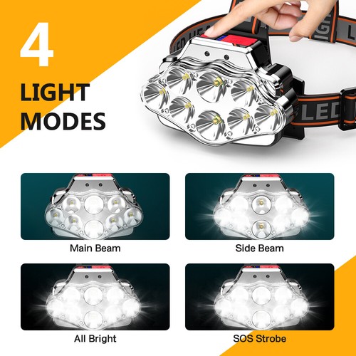 100000LM LED T6 Headlamp Rechargeable Zoom Headlight Head Torch USB Line New UK - Picture 30 of 33