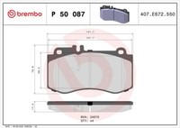 Brembo P 50 087 Bremsbelagsatz, Scheibenbremse FüR MERCEDES-BENZ