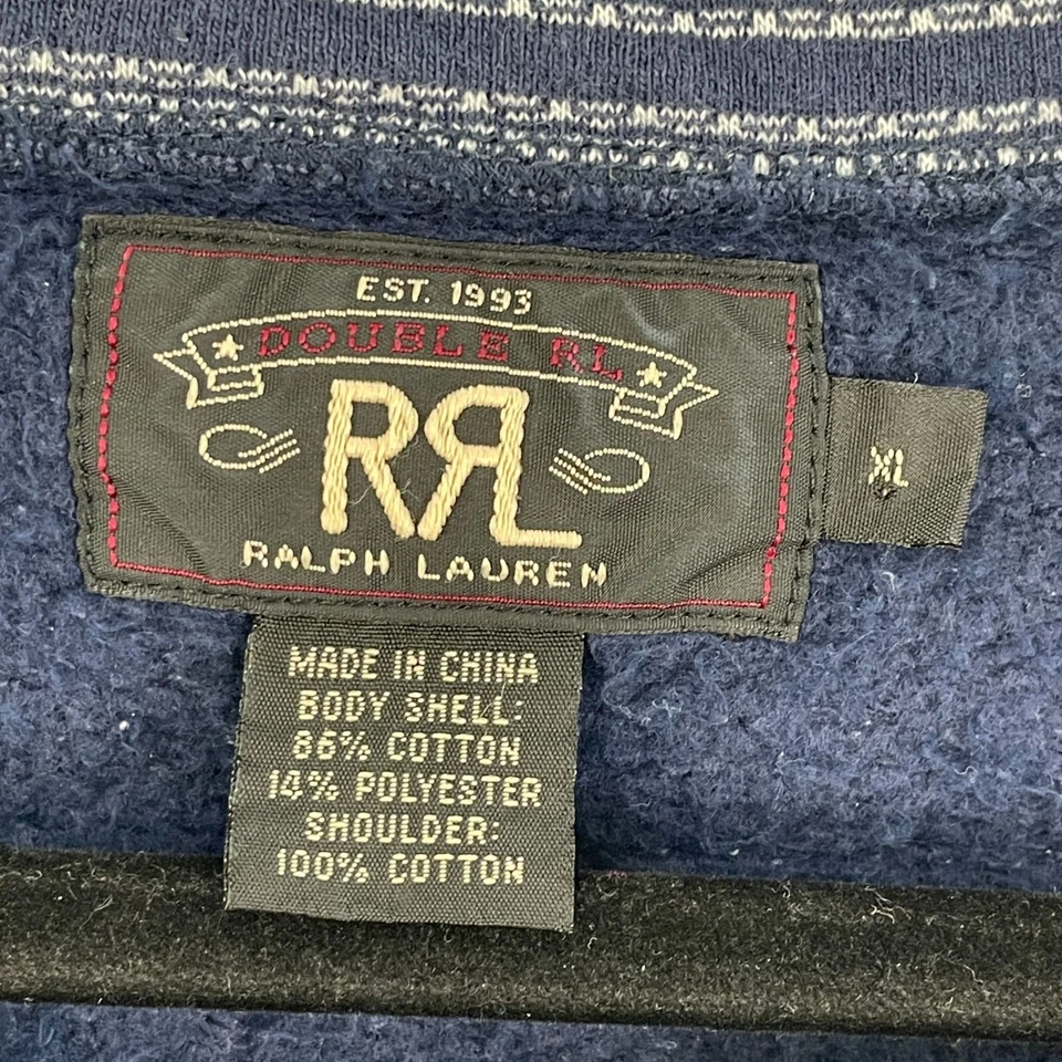 RRL Ralph Lauren Doble RL Mujer XL Forrado de Vellón Rayas Top Camisa Manga Larga Foto 3 de 4