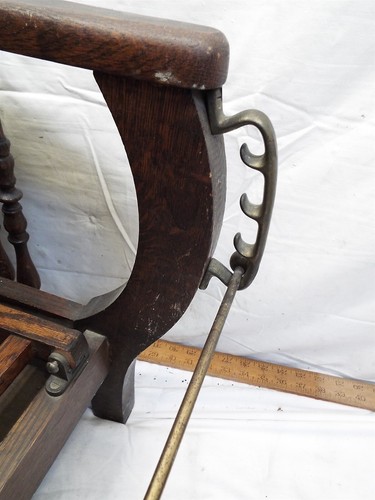 Original Antique Wood Oak Child's Mission Morris Chair Adjustable Back Recliner - Picture 9 of 12