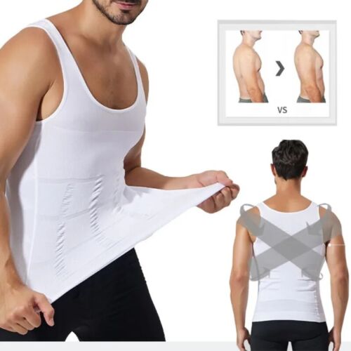 Compressed Men Slimming Vest Body Slimmer Chest Belly Waist Shirts Tummy Control - Picture 1 of 16
