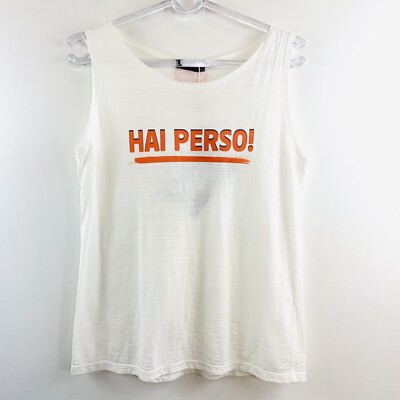 Sarah Jackson NEW Sz 46 12-14 White Singlet Top  Hai Perso!  Made Italy Designer