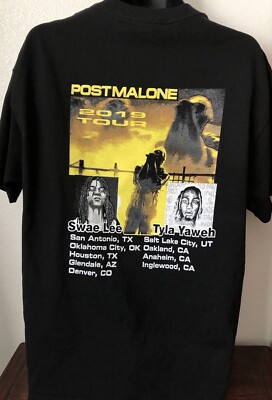 Original Post Malone. Swae Lee, Tyla Yaweh USA Six Cities 2019 Tour T-shirt L