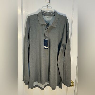 Proper 2XL Men's Snag Free Polo Shirt NWT Long Sleeve Heather Gray
